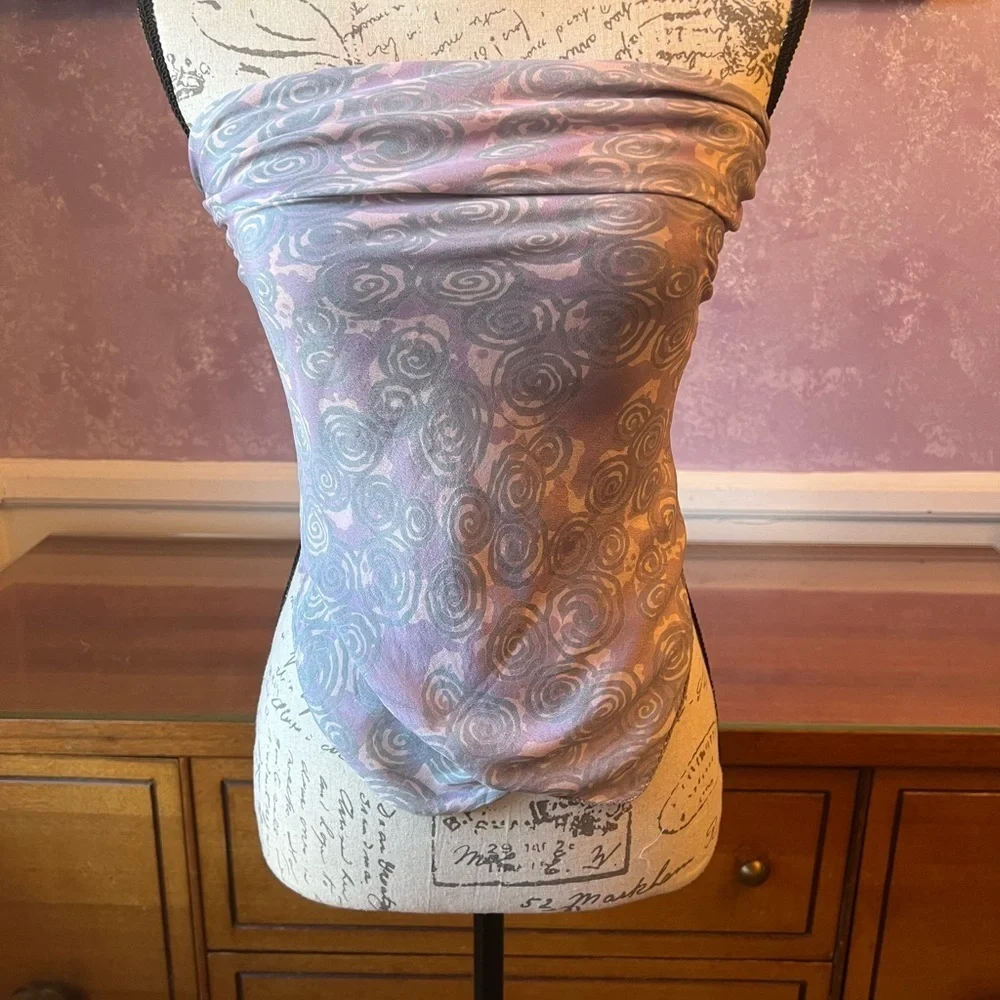 Silk Stylish Pink and Gray Swirly Scarf